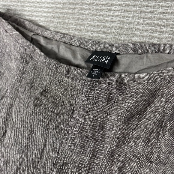 EILEEN FISHER 100% LINEN SEAMED SKIRT IN CLOVE, SZ LARGE - Picture 2 of 6